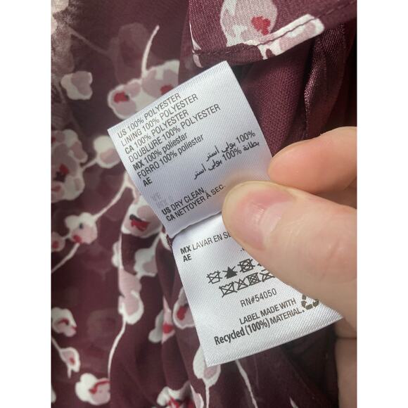 I.N.C INTERNATIONAL CONCEPTS BURGUNDY FLORAL DRESS SIZE 8 - Picture 7 of 10
